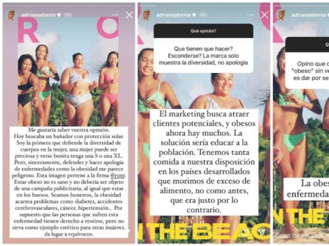 Las declaraciones de Adriana Abenia en Instagram.
