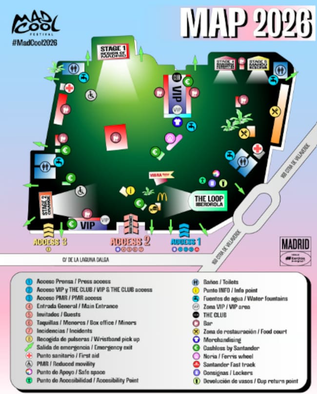 Mapa del recinto del Mad Cool 2026