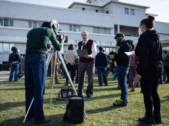 Pablo Vierci, en el rodaje de 'La sociedad de la nieve'.