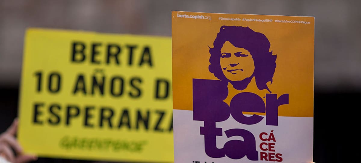 Manifestación en recuerdo de Berta Caceres, este lunes en Madrid.