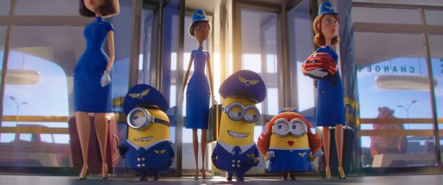 Tres minions en la nueva de Minions: El Origen de Gru