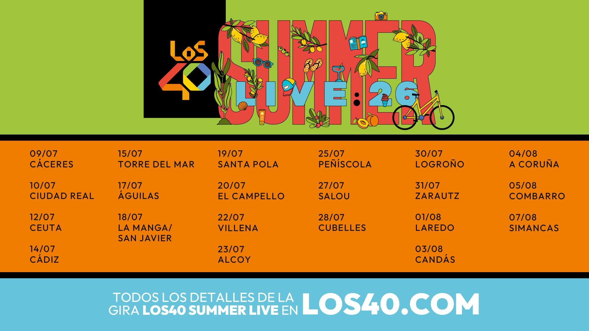 Todas las ciudades de LOS40 Summer Live 2026