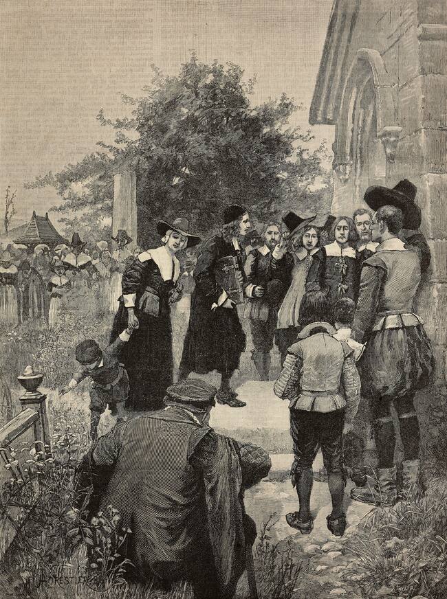 Un grupo de puritanos en Estados Unidos.