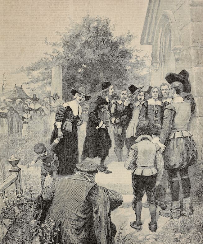 Un grupo de puritanos en Estados Unidos.
