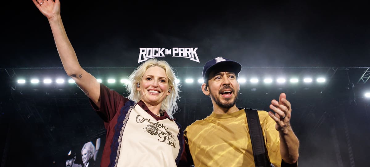 7 de junio de 2026, Baviera, Núremberg: Los cantantes Emily Marcia Armstrong y Mike Shinoda actúan con la banda estadounidense Linkin Park en el festival al aire libre Rock im Park. Foto: Daniel Karmann/dpa (Foto de Daniel Karmann/picture alliance vía Getty Images)