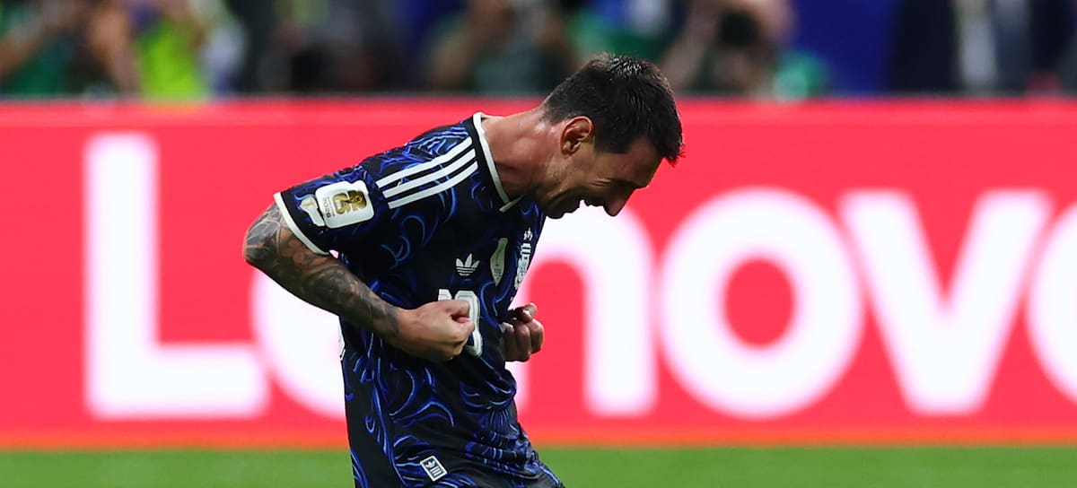 Lionel Messi, tras marcar un gol con la selección argentina en la semifinal del Mundial 2026.
