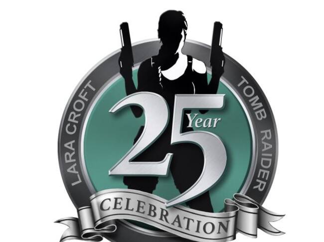 Imagen del logo del 25º aniversario de Tomb Raider y Lara Croft