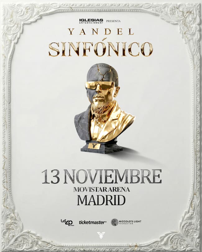 Yandel anuncia el cuarto concierto 'Sinfónico' para el 13 de noviembre en el Movistar Arena de Madrid