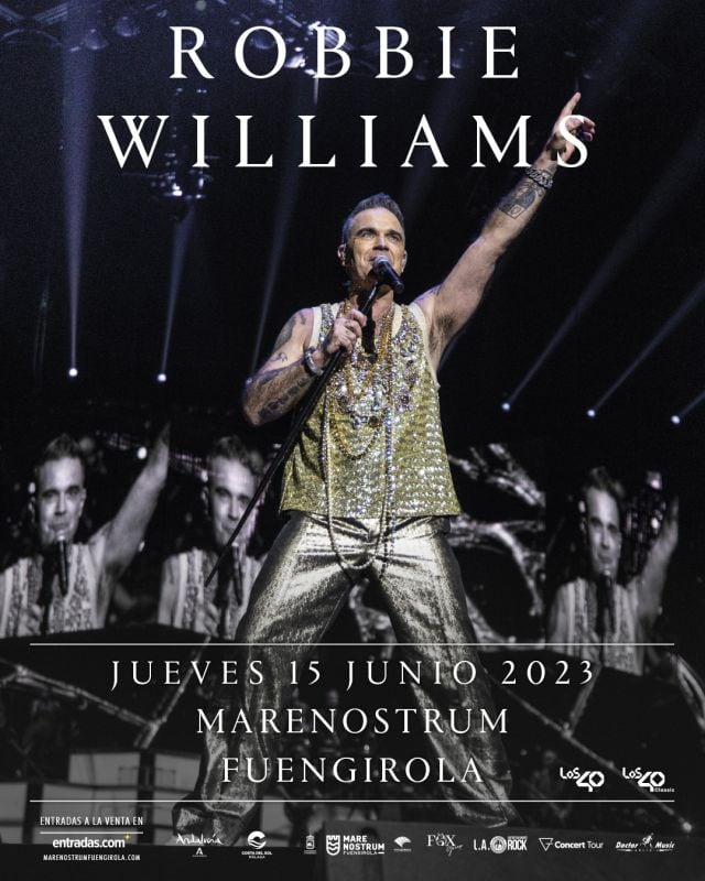 Cartel del concierto de Robbie Williams en Fuengirola de su XXV Tour