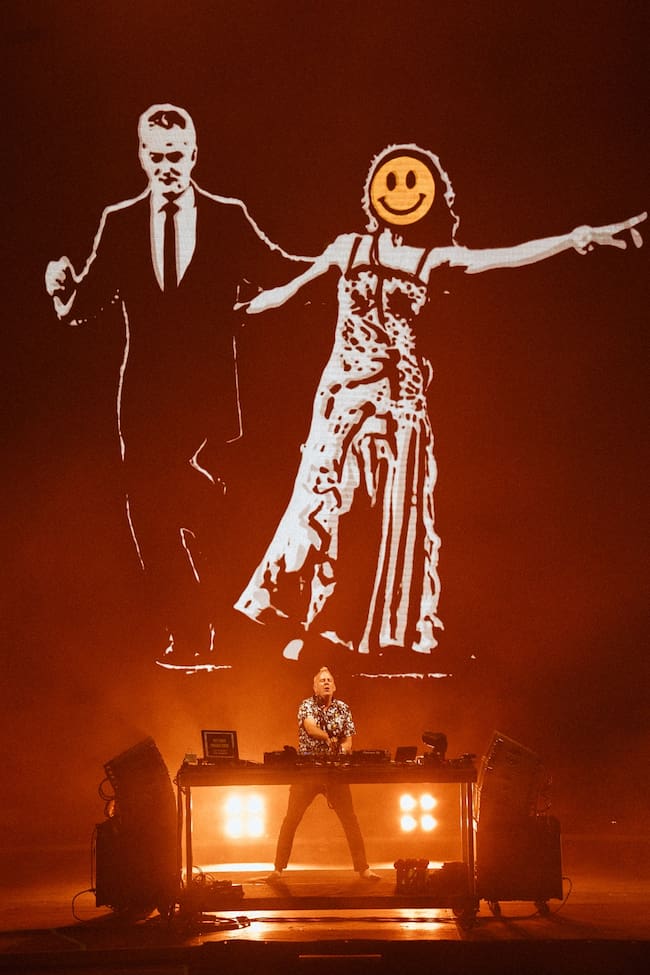 Fatboy Slim en su actuando en el Warm Up 2026 en La Fica de Murcia este 2 de mayo de 2026.