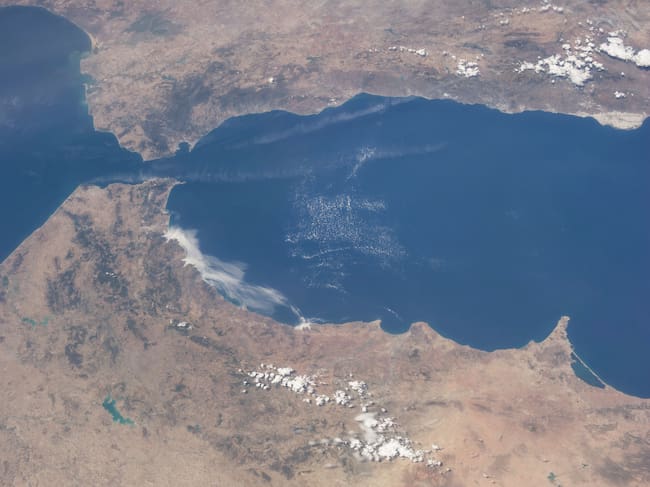 Vista satelital del Estrecho de Gibraltar.