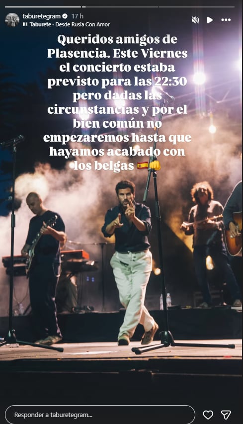 Taburete en sus stories de Instagram.