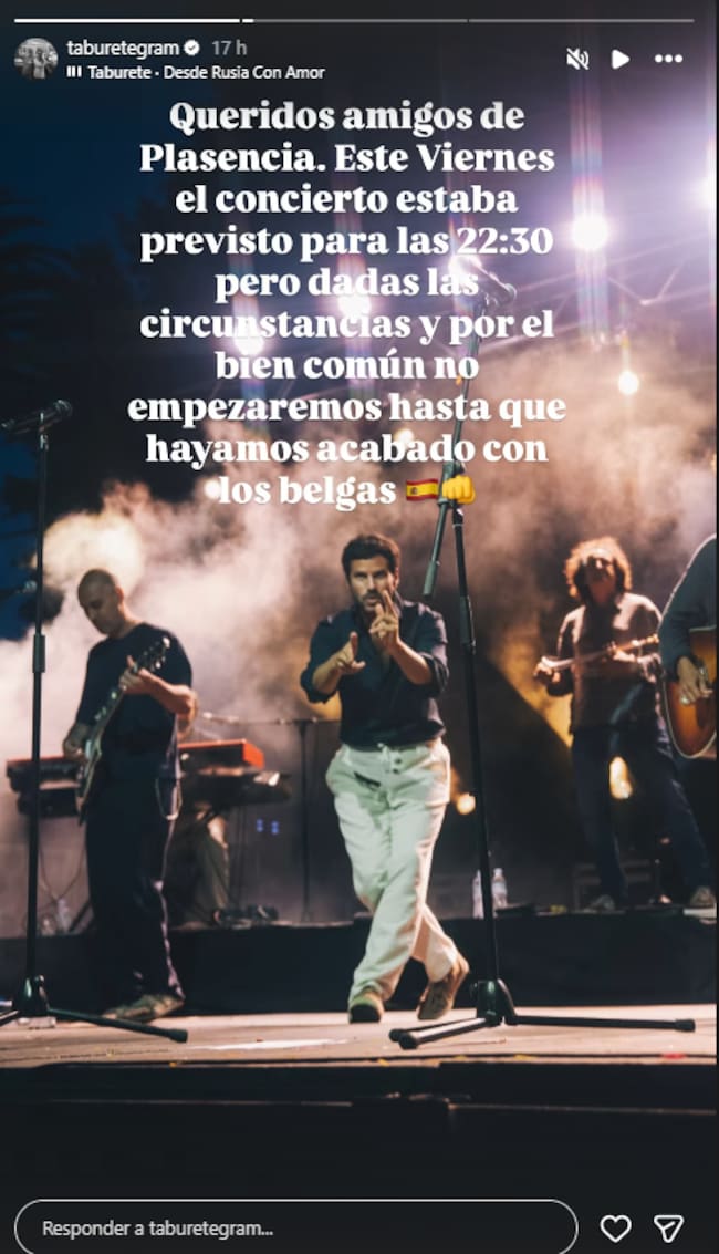 Taburete en sus stories de Instagram.