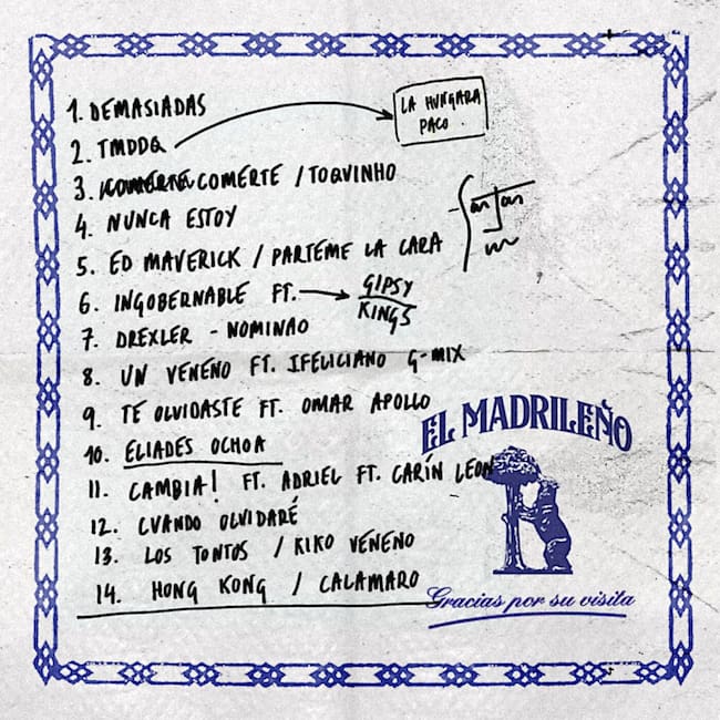 Imagen con la que C. Tangana anunció el tracklist de El Madrileño.