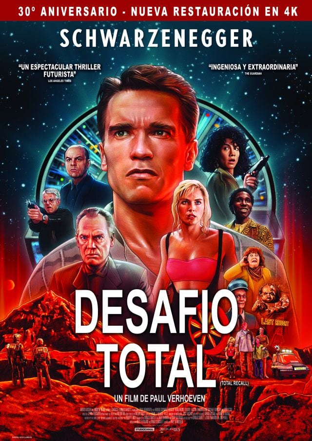 Póster de la remasterización de &#039;Desafío Total&#039; diseñado por Kyle Lambert, el ilustrador, entre otros, del póster de &#039;Stranger Things&#039;