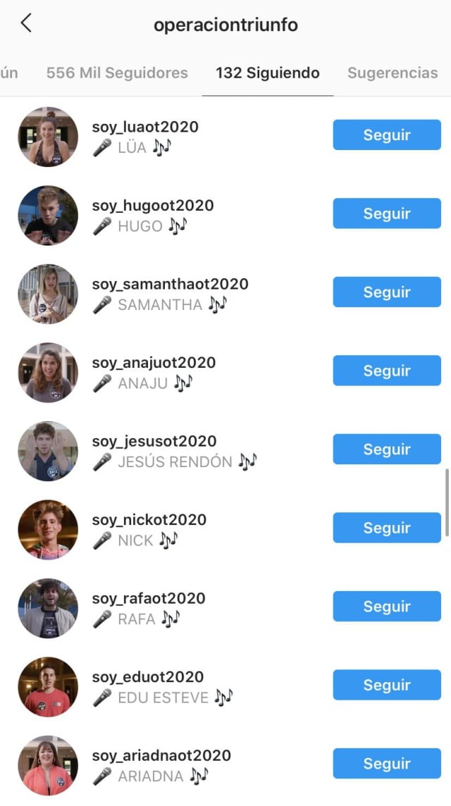 Instagram de Operación Triunfo