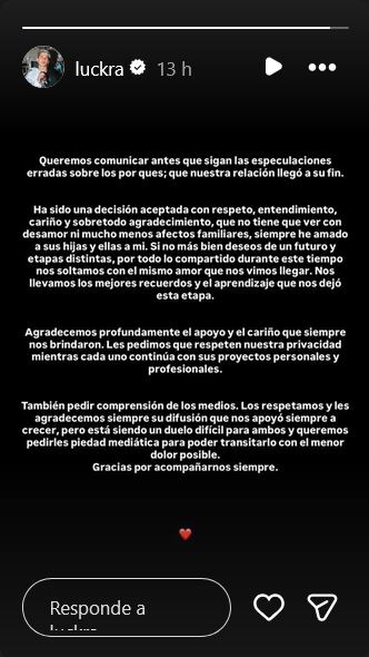 Luck Ra comparte el mismo comunicado que La Joaqui explicando los motivos de su ruptura.