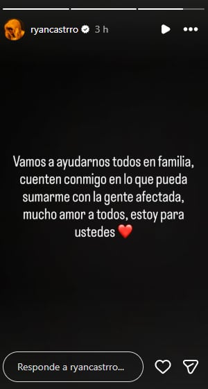 Créditos: Ryan Castro envió mensaje a sus seguidores - Captura de pantalla de las historias de Ryan Castro