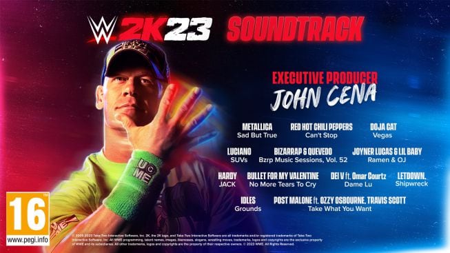 Imagen promocional de la banda sonora de WWE 2K23