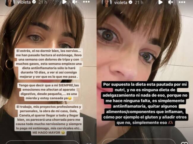 Violeta habla de sus problemas digestivos en redes