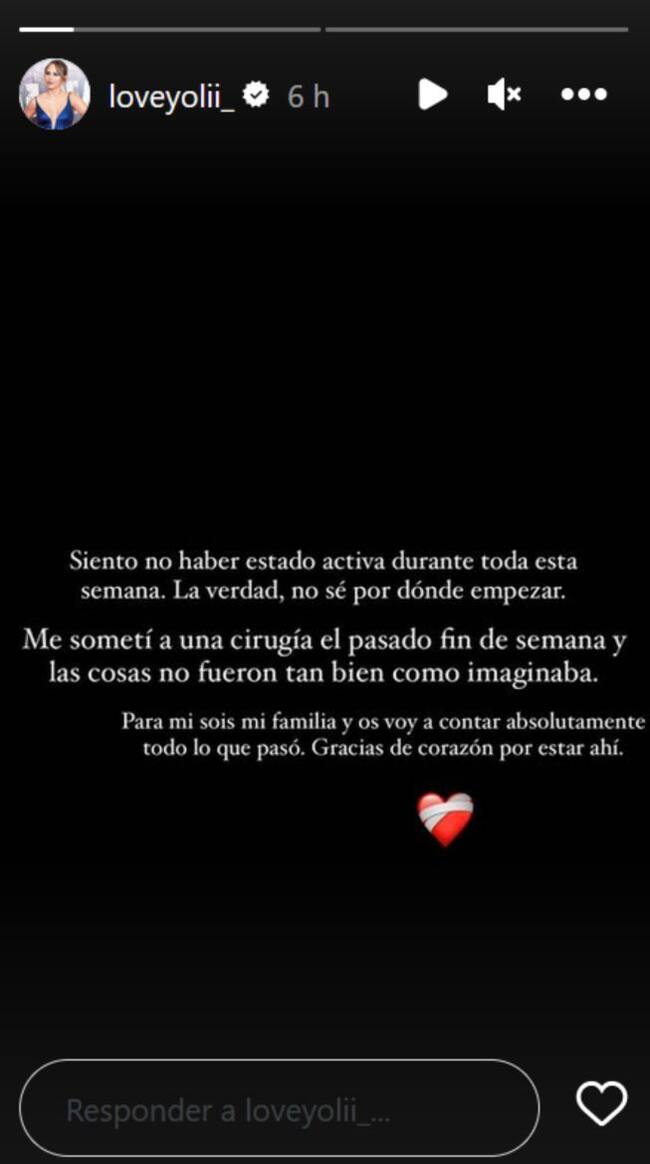 Yoli sufre complicaciones tras pasar por quirófano
