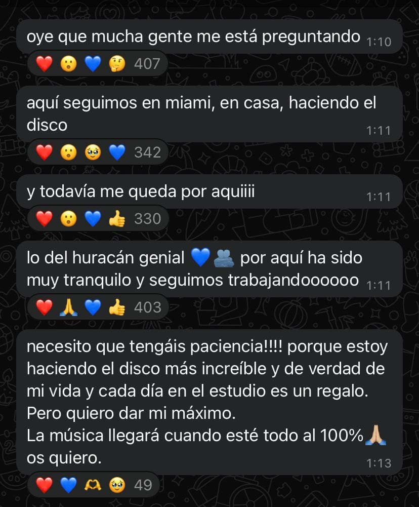 Aitana avisa a través de su canal de WhatsApp que su próximo proyecto tardará en llegar