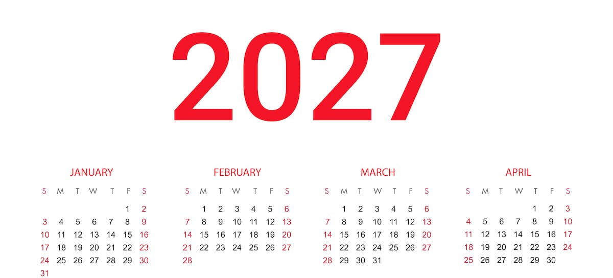 Calendario de 2027.