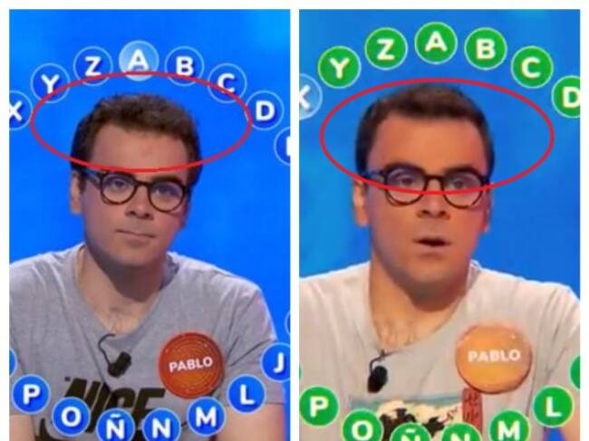 El pelo de Pablo Díaz en el programa emitido el 23 de junio y su pelo en el programa en el que roza el bote.