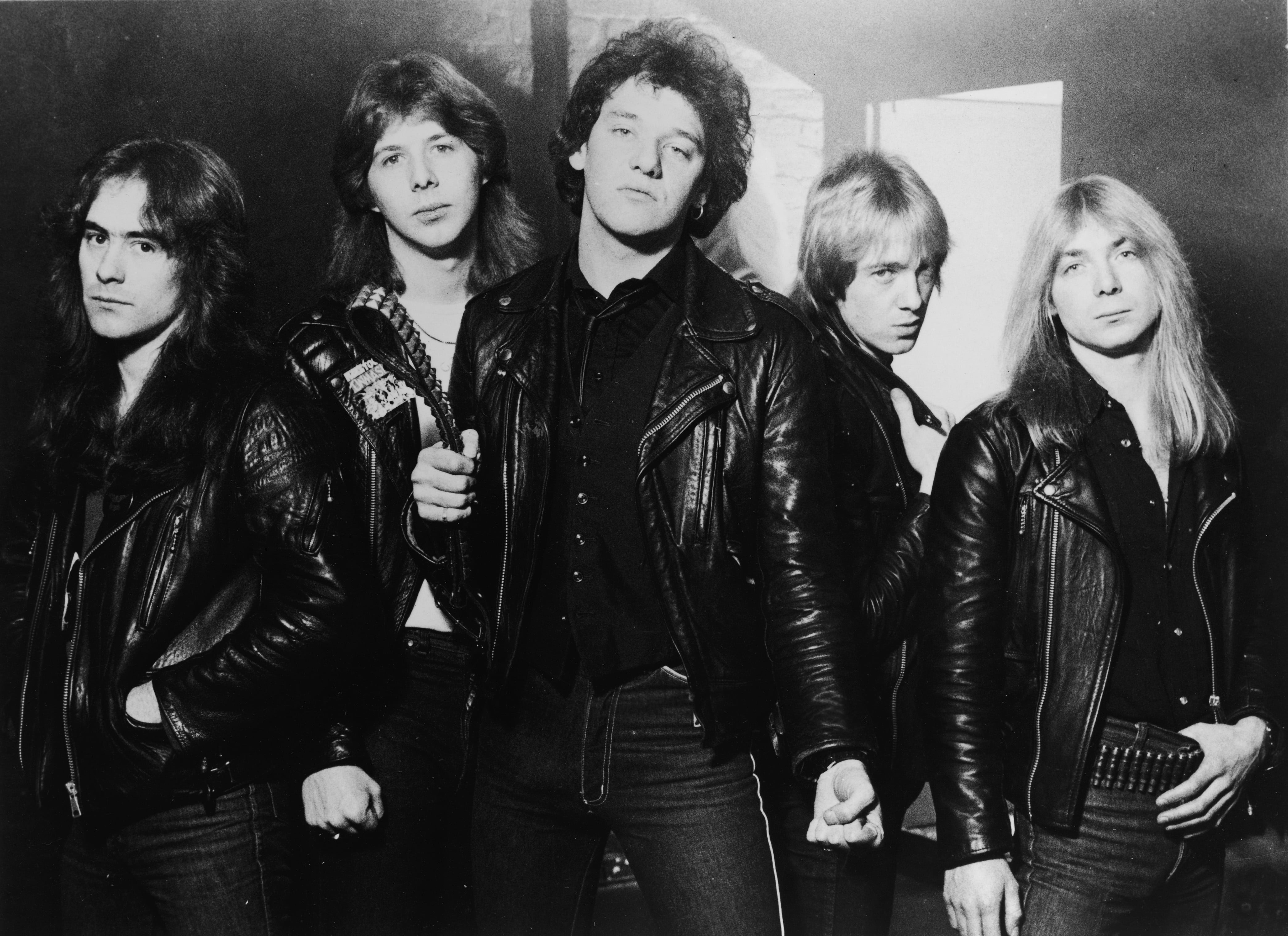 Iron Maiden, en1981: (de izquierda a dereca) Steve Harris, Clive Burr, Paul Di&#039;Anno, Adrian Smith y Dave Murray