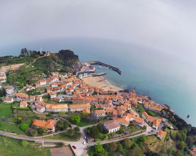 Vista aérea de Lastres (Asturias)