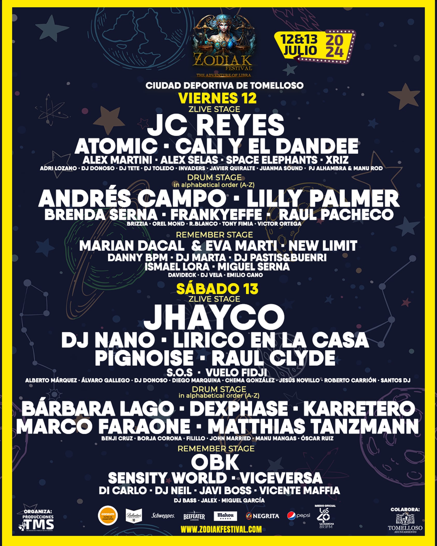 Cartel promocional del Zodiak Festival 2024 en Tomelloso