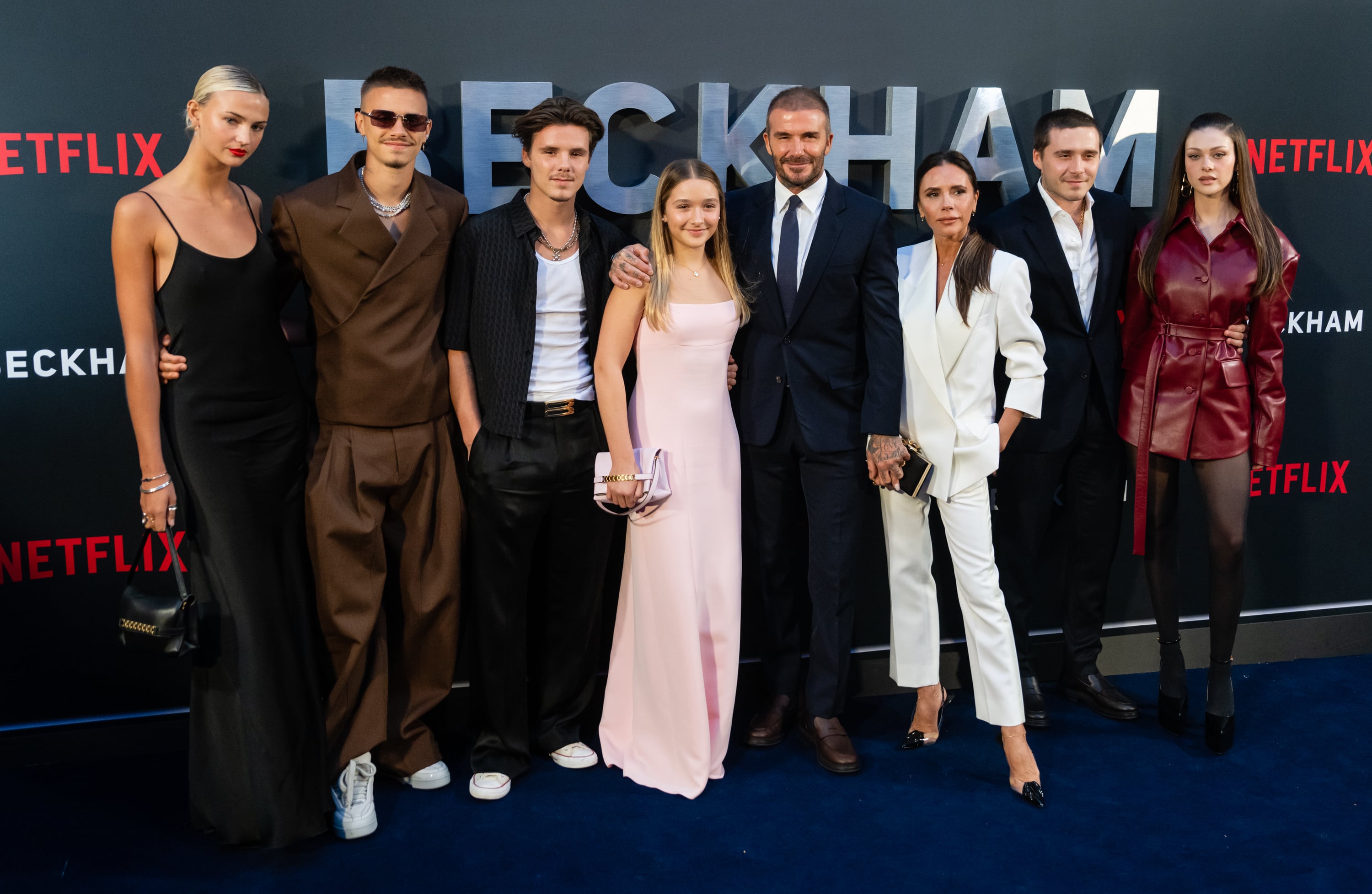 La familia Beckham en la premiere de su documental