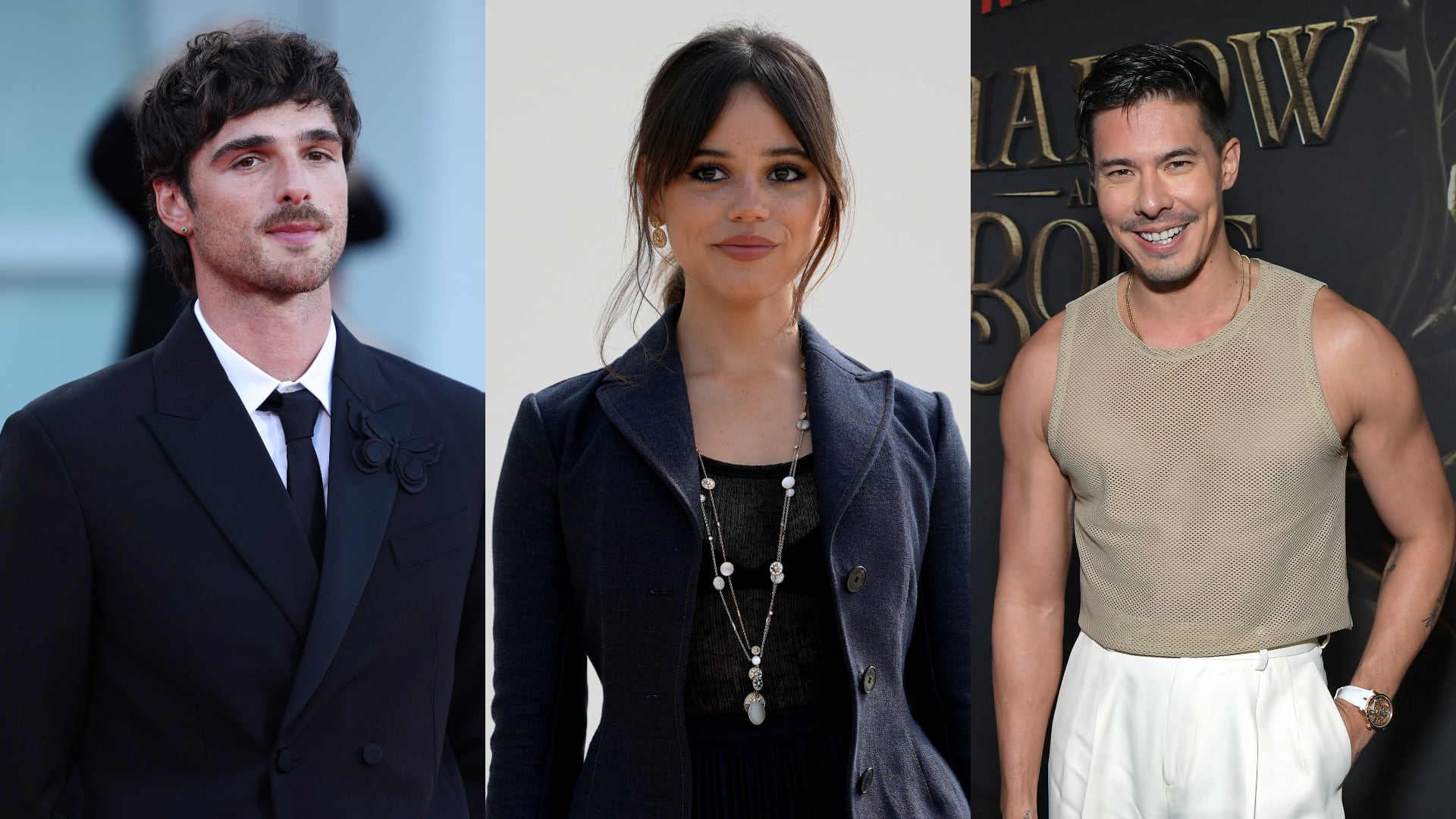 Jacob Elordi, Jenna Ortega y Lewis Tan (Getty)