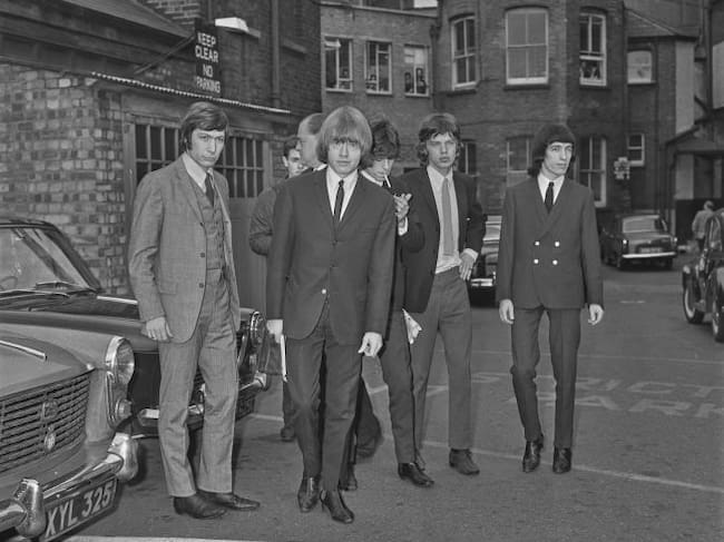 The Rolling Stones asistiendo al juzgado en Westham por un incidente en East London.