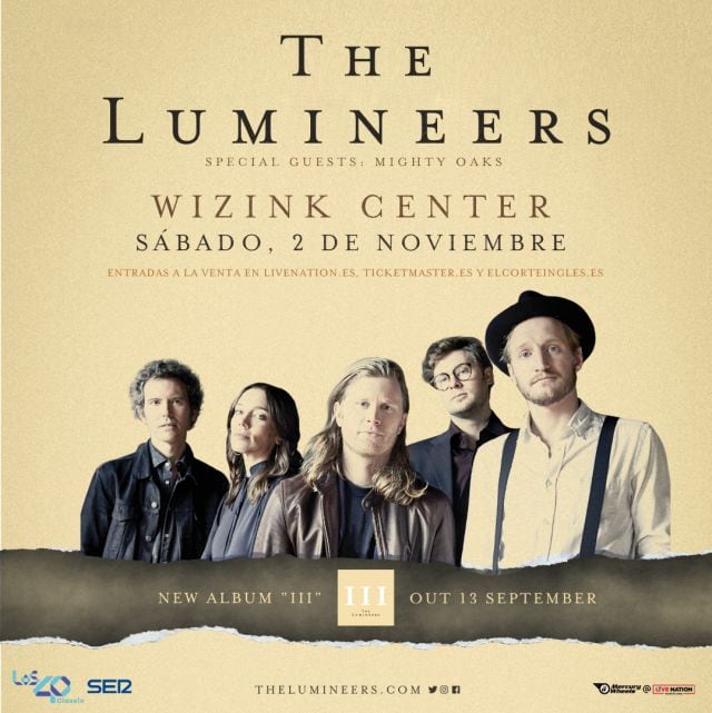 The Lumineers actuarán en Madrid el 2 de noviembre