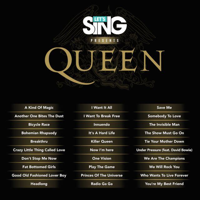 Listado de temas de Let&#039;s Sing presents Queen