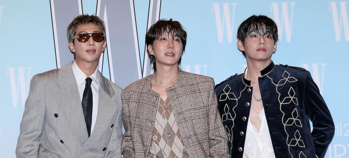 RM, J-Hope y V, integrantes de BTS