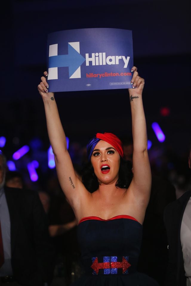 Katy Perry muestra todo su apoyo a Hillary Clinton (Getty).