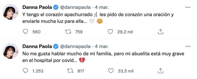 Danna Paola pidió a sus fans, una oración por la salud de su abuela