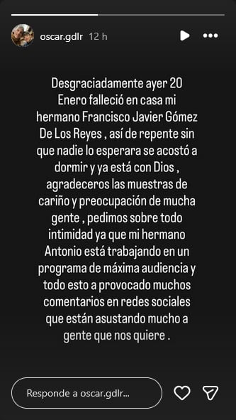 Historia del hermano de Antonio Canales tras el fallecimiento de su hermano Francisco.