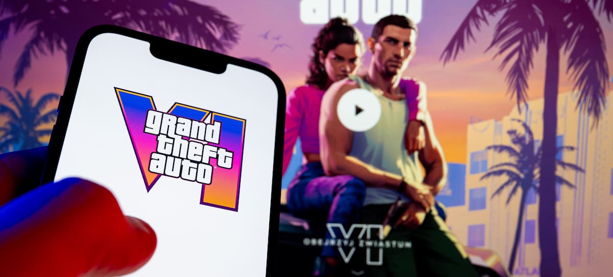 Logo e ilustración del 'Grand Theft Auto VI'. / Mateusz Slodkowski/SOPA Images/LightRocket via Getty