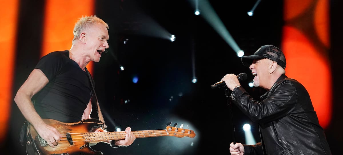 Sting y Billy Joel durante su concierto en el Raymond James Stadium, en Tampa, Florida, el 24 de febrero de 2024.