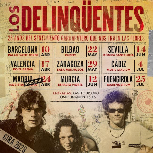 Cartel ofiricial de la de Los Delinqüentes por su 25º aniversario