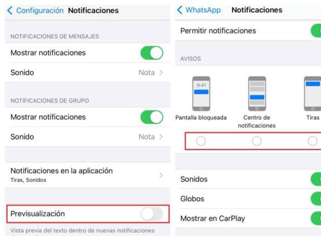 Configuración de las notificaciones de WhatsApp
