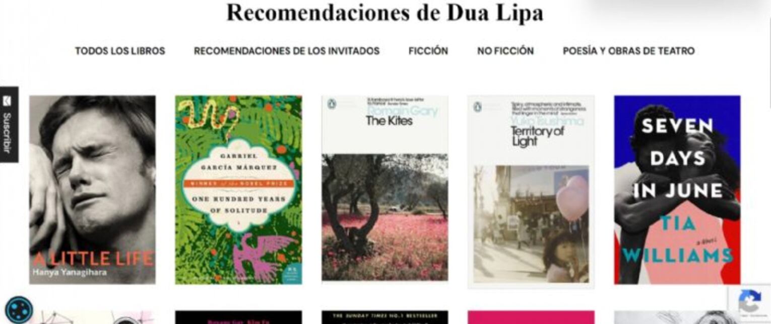 Estas son algunas de las lecturas que recomienda Dua Lipa