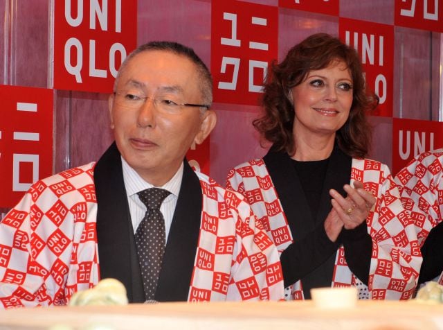 Tadashi Yanani con Susan Sarandon en la inauguración de su tienda en la 5th Avenida de Nueva York.