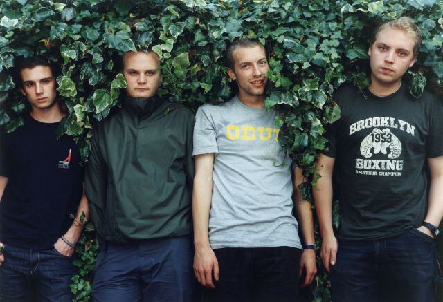 Coldplay: Guy Berryman, Will Champion, Chris Martin y Jonny Buckland, en 2000.