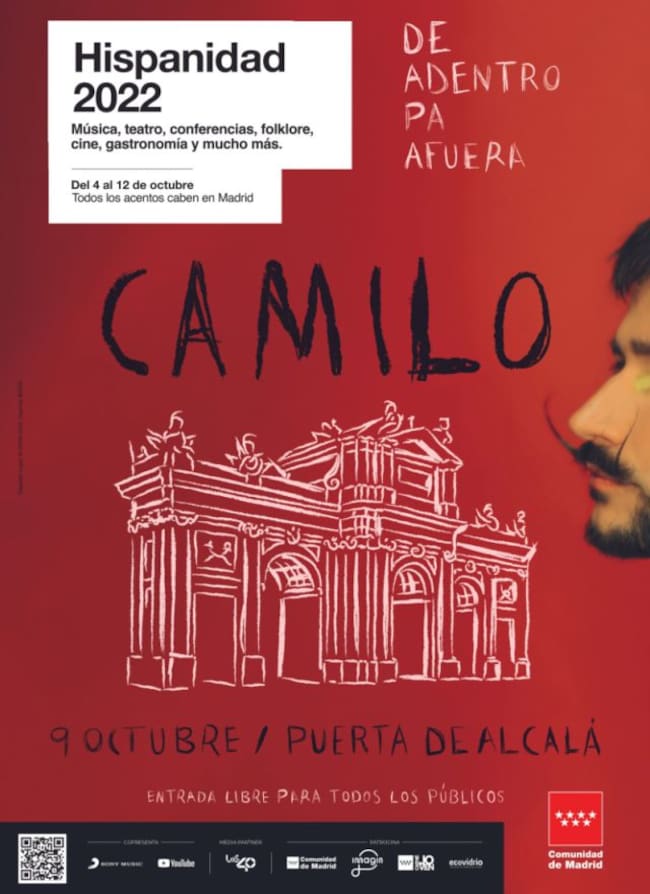 Cartel del concierto de Camilo en Hispanidad 2022