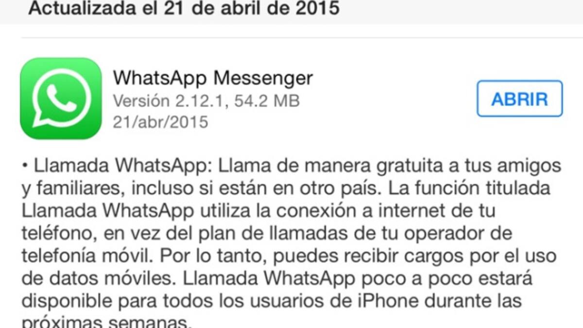 Llamadas de WhatsApp para iOS