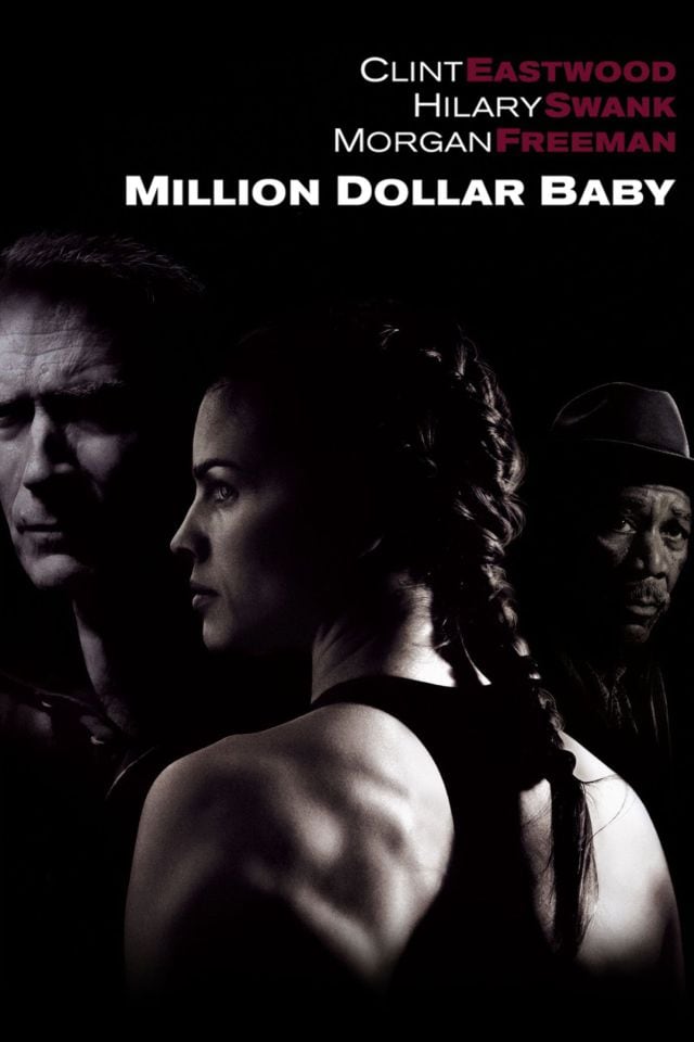  (De izq a der) Clint Eastwood, Hilary Swank y Morgan Freeman en el cartel promocional de &#039;Million Dollar Baby&#039;